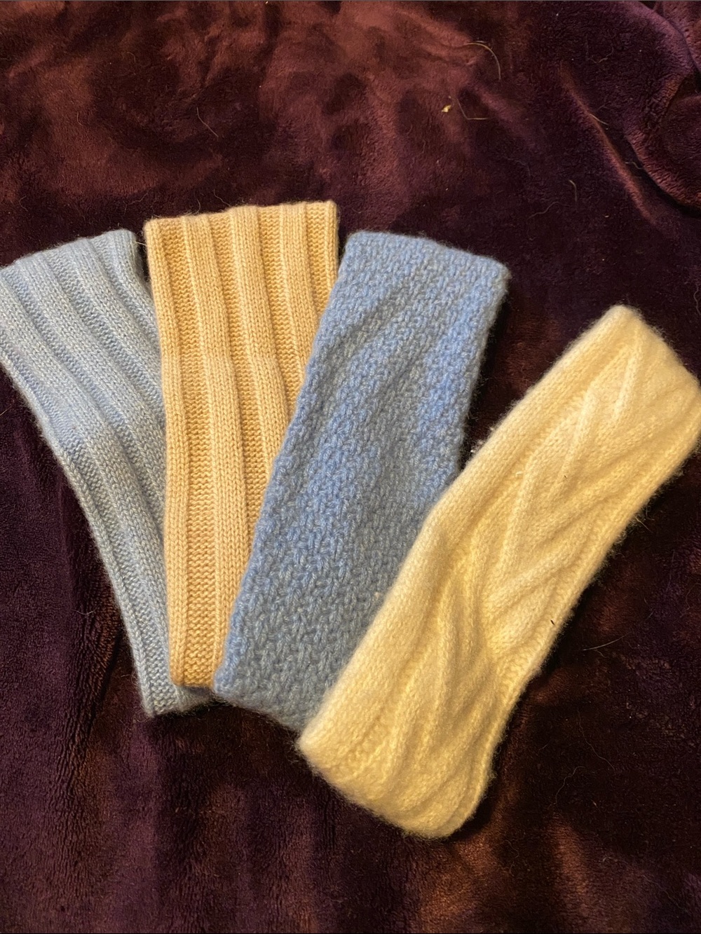Women’s cashmere head wraps - Pastel Blue, Cream, and Beige